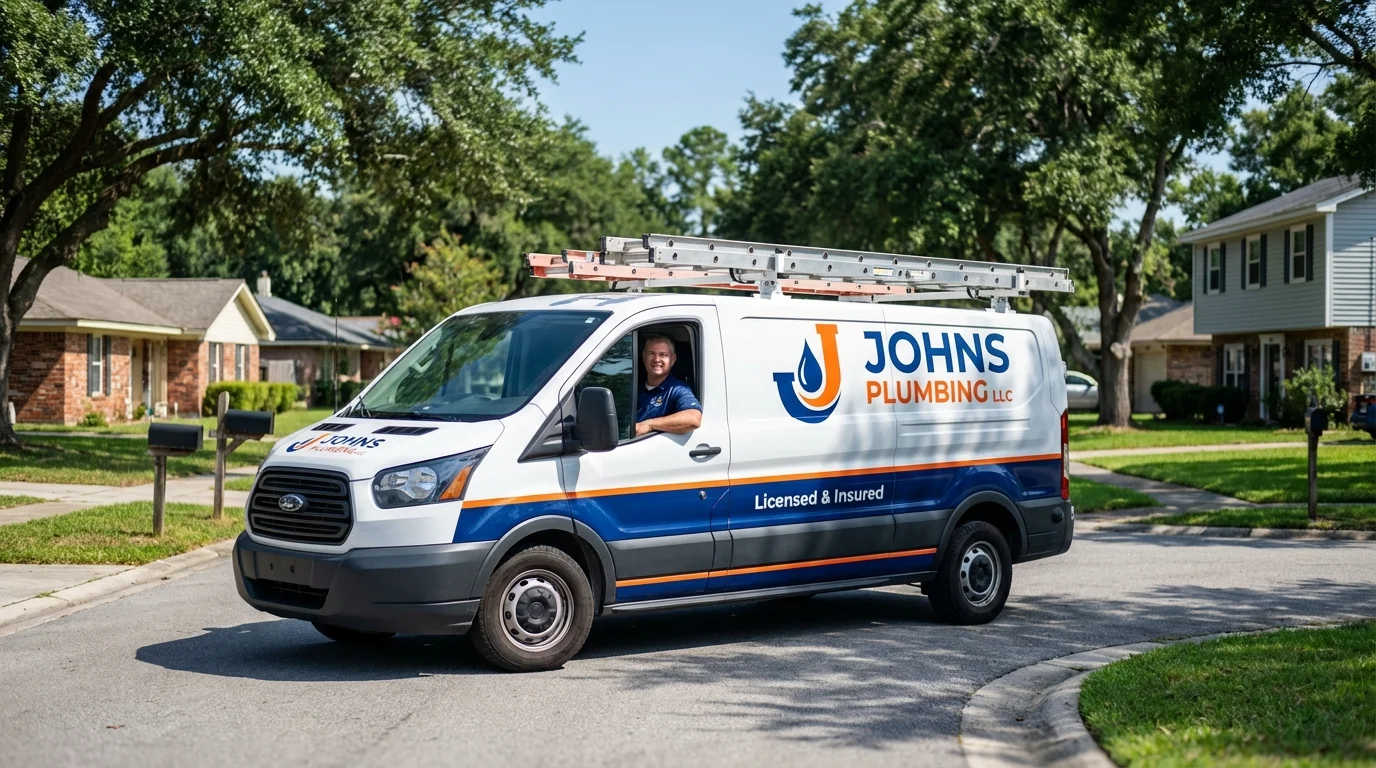 Johns Plumbing LLC service van in Drexel Hill, PA