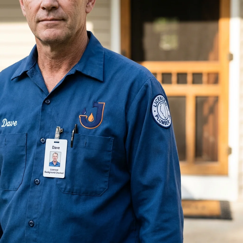 Licensed plumber showing ID badge in Drexel Hill, PA