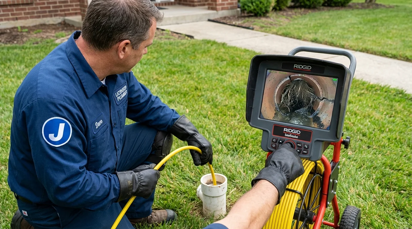 Sewer camera inspection being performed by Johns Plumbing LLC in Drexel Hill